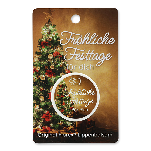 Lippenbalsam 10ml mit Karterl "Fröhliche Festtage für dich", Zirbe 