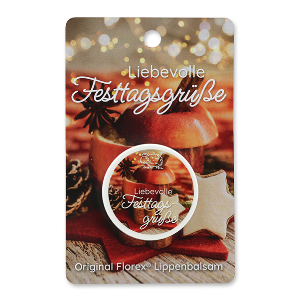 Lippenbalsam 10ml mit Karterl "Liebevolle Festtagsgrüße", Granatapfel 