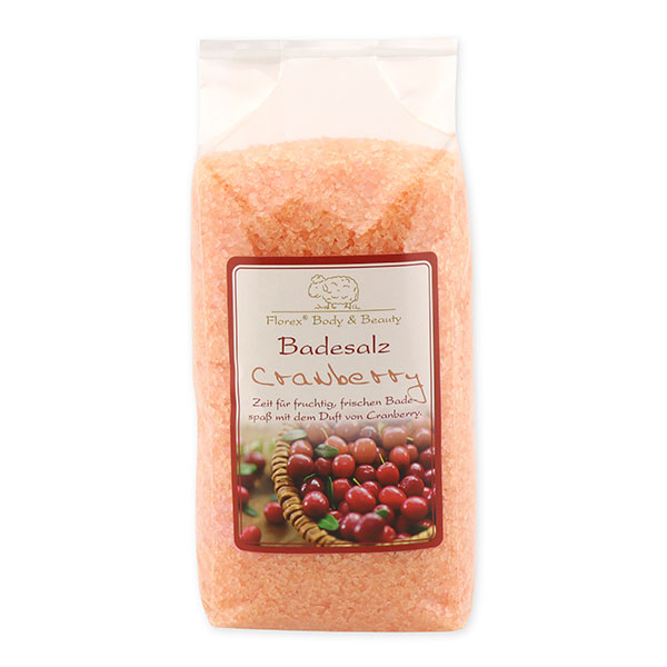 Bath salt 1kg in a cellophane bag, Cranberry 