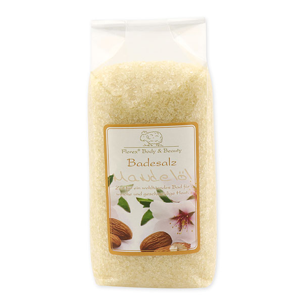 Bath salt 1kg in a cellophane bag, Almond oil 