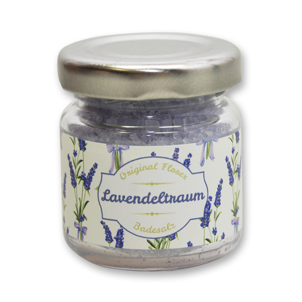 Bath salt 60g in a glass jar "Lavendeltraum", Lavender 