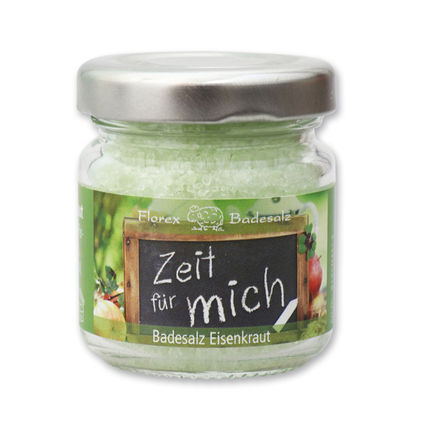 Bath salt 60g in a glass jar "Zeit für mich", Verbena 