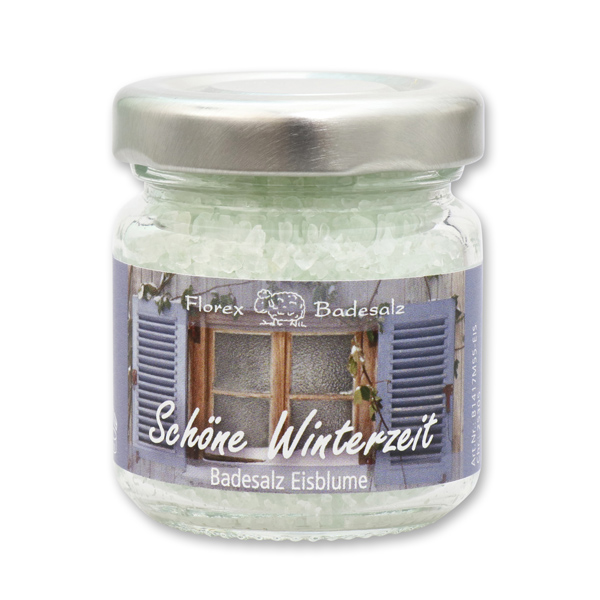 Bath salt 60g in a glass jar "Schöne Winterzeit", Ice Flower 