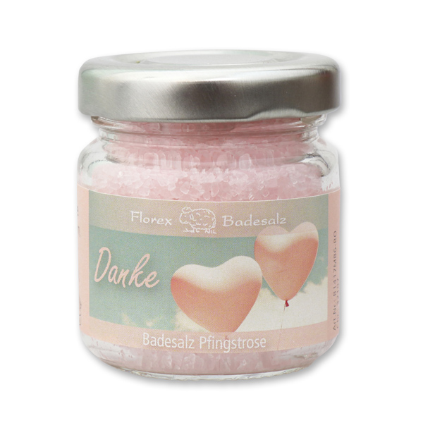 Bath salt 60g in a glass jar "Danke", Peony 