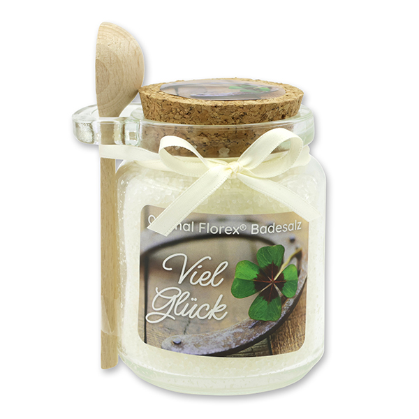 Badesalz 300g im Glas mit Holzlöffel "Viel Glück", Classic 