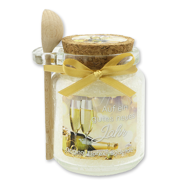 Badesalz 300g im Glas mit Holzlöffel "Auf ein gutes neues Jahr", Classic 