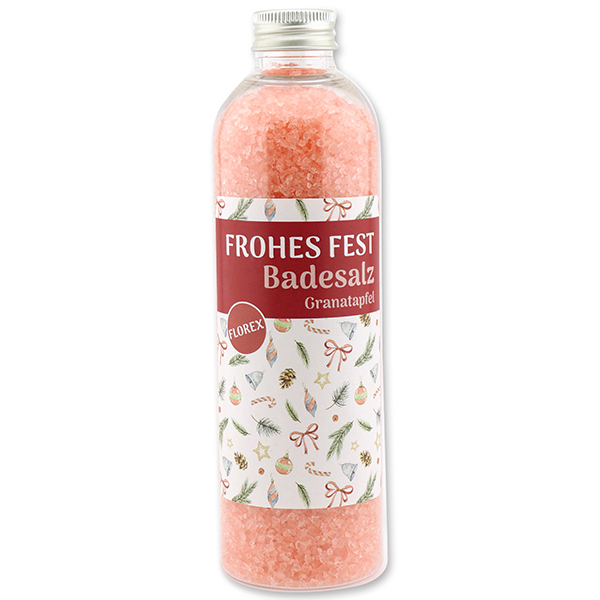 Badesalz 320g in der Flasche "Frohes Fest", Granatapfel 