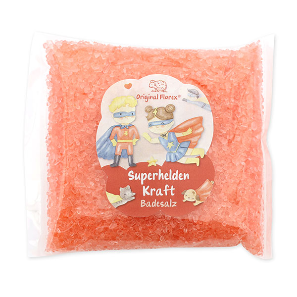 Bath salt 120g in a cellophane bag "Superhelden Kraft", Berry dream 