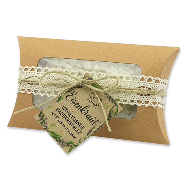 Badesalz 120g im Kissen mit Sichtfenster "Wohlfühlzeit", Eisenkraut 