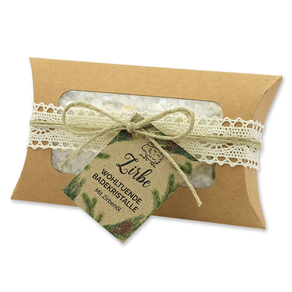 Bath salt 120g in a pillow with a window "feel-good time", Swiss pine 