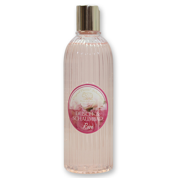 Shower- & foam bath with organic sheep milk 330ml in the bottle, Rose Diana 