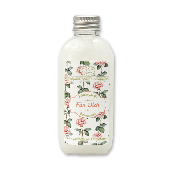 Liquid sheep milk soap 75ml "Für Dich", Christmas rose white 