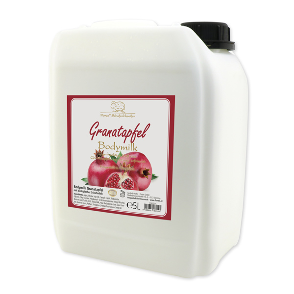 Bodymilk mit biologischer Schafmilch Nachfüller 5L im Kanister, Granatapfel 