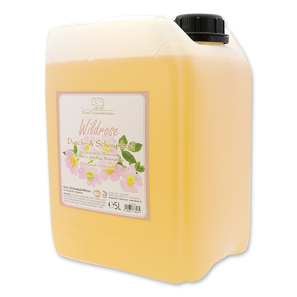 Shower- & foam bath with organic sheep milk refill 5L in a canister, Wild rose 