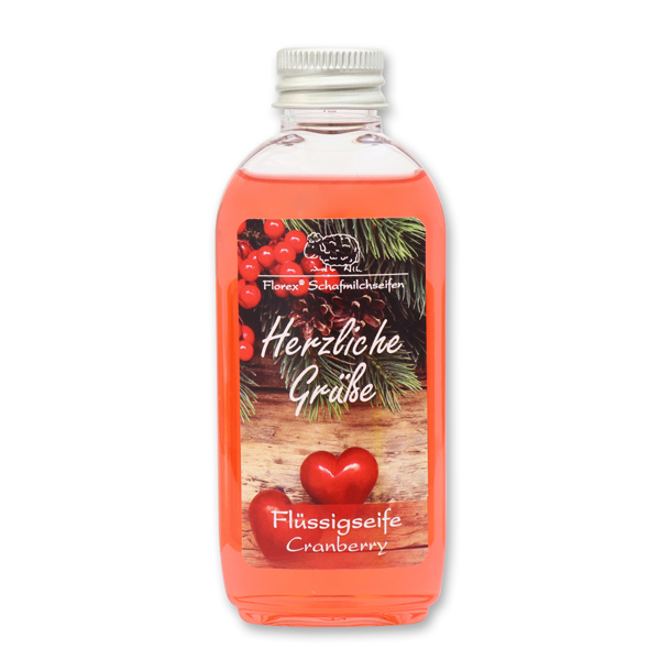 Liquid sheep milk soap 75ml "Herzliche Grüße", Cranberry 