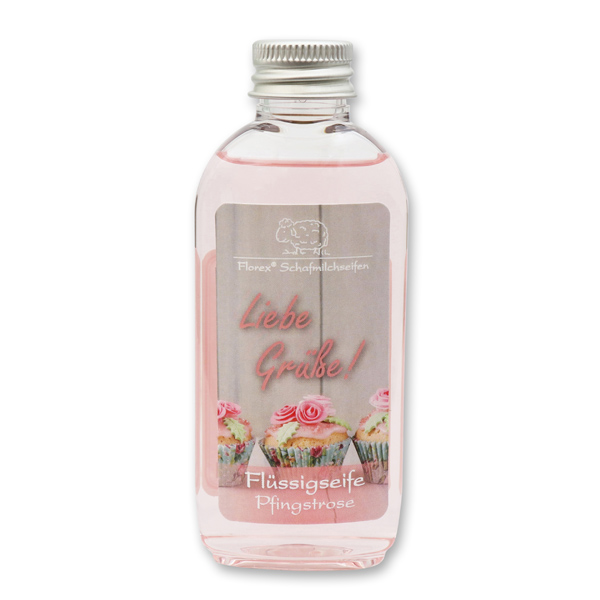 Liquid sheep milk soap 75ml "Liebe Grüße", Peony 