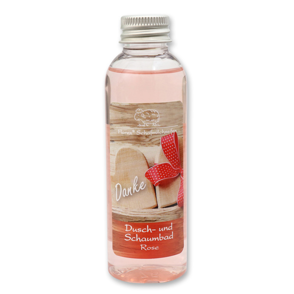 Shower- and foam bath with sheep milk 75ml "Danke", Rose 