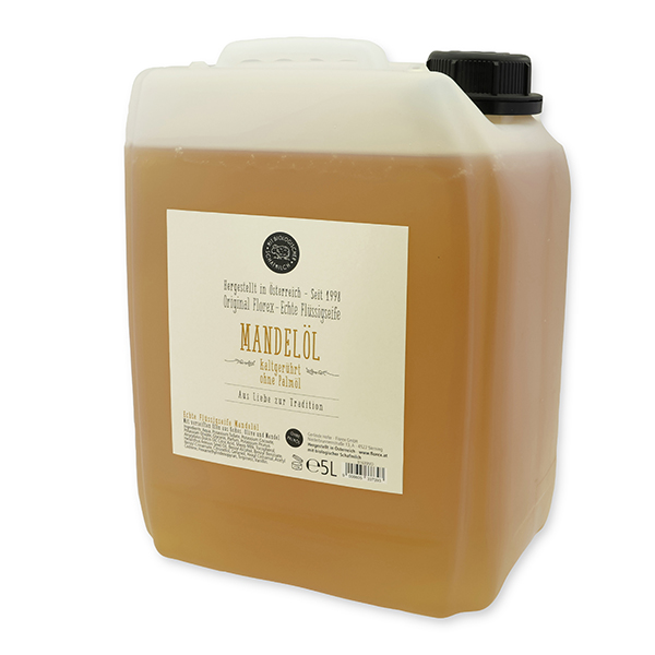 Real liquid plant oil soap with sheep milk refill 5L in a canister, Almond oil 