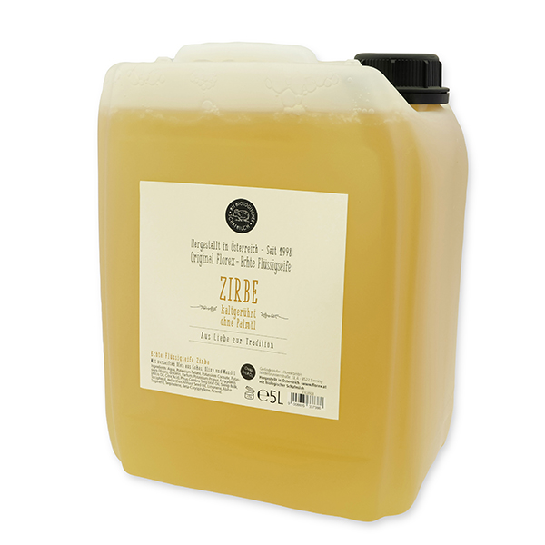 Real liquid plant oil soap with sheep milk refill 5L in a canister, Swiss pine 