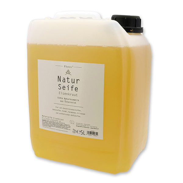 Real liquid natural soap with sheep milk refill 5L in a canister, verbena 