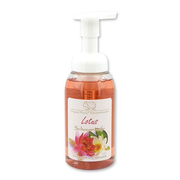 Schaumseife mit biologischer Schafmilch 300ml im Spender, Lotus 