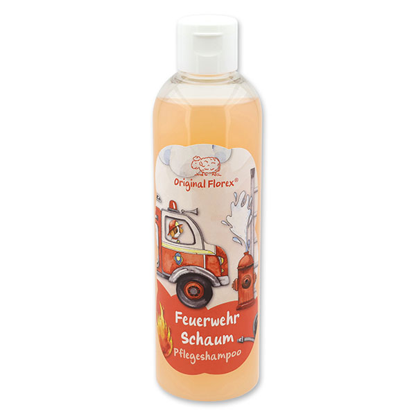 Pflegeshampoo mit biologischer Schafmilch 250ml in der Flasche "Feuerwehr Schaum", Beerentraum 