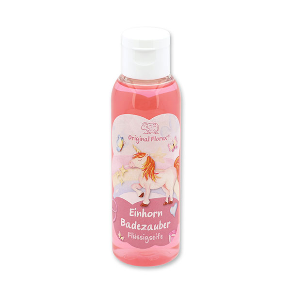 Liquid soap with organic sheep milk 75ml in a bottle "Einhorn Badezauber", Flower magic 