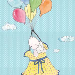 Lina's Postkarte, "Lina mit Luftballons" 