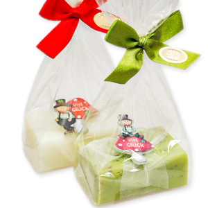 Sheep milk soap 100g decorated with lucky charm in a cellophane, Classic/verbena 