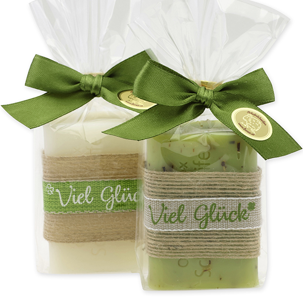 Sheep milk soap 100g "Viel Glück" in a cellophane, Classic/verbena 