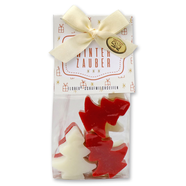 Sheep milk soap tree 5x16g in a cellophane bag "Winterzauber", Classic/Pomegranate 