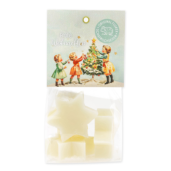 Schafmilchseife Stern midi 4x20g in Cello "Bunte Festtage Motiv 8", Classic 