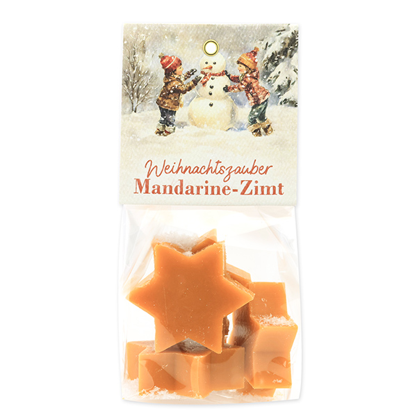 Sheep milk soap star 4x20g in a cellophane bag "Christmas magic motif 17", Tangerine-cinnamon 