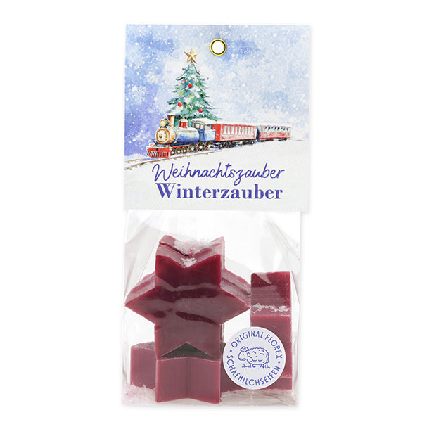 Schafmilchseife Stern midi 4x20g in Cello "Weihnachtszauber-Motiv 28", Winterzauber 