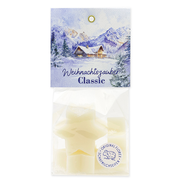 Sheep milk soap star 4x20g in a cellophane bag "Christmas magic motif 30", Classic 