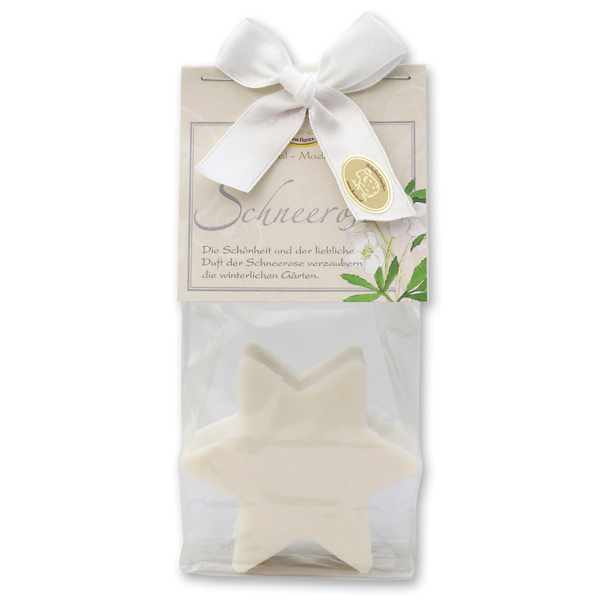 Sheep milk soap star 80g in a cellophane bag "classic", Christmas rose white 