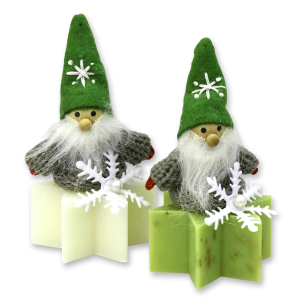 Sheep milk soap star 40g, decorated with a gnome, Classic/verbena 