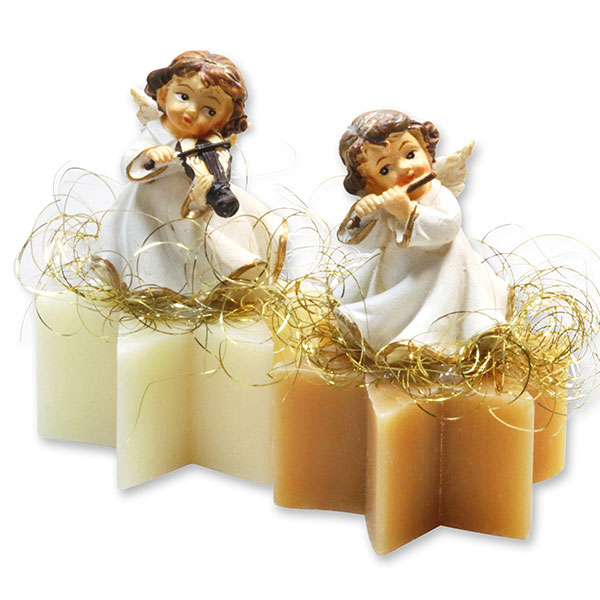 Sheep milk soap star 40g decorated with an angel, Classic/quince 