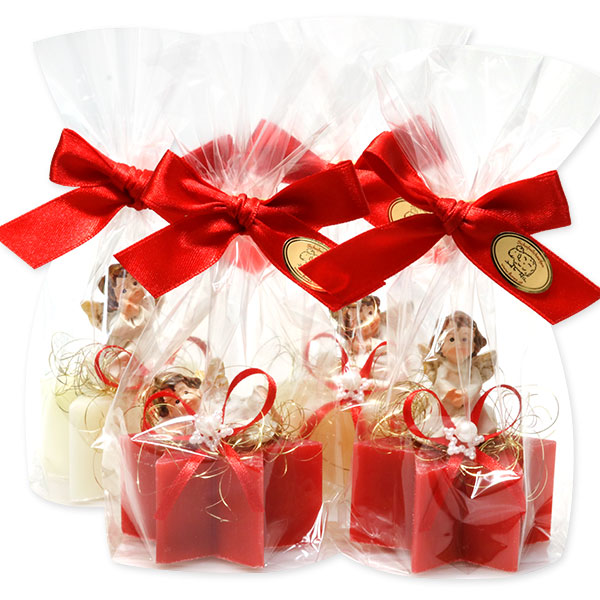 Sheep milk soap star 40g, decorated with an angel in a cellophane bag, Classic/pomegranate 