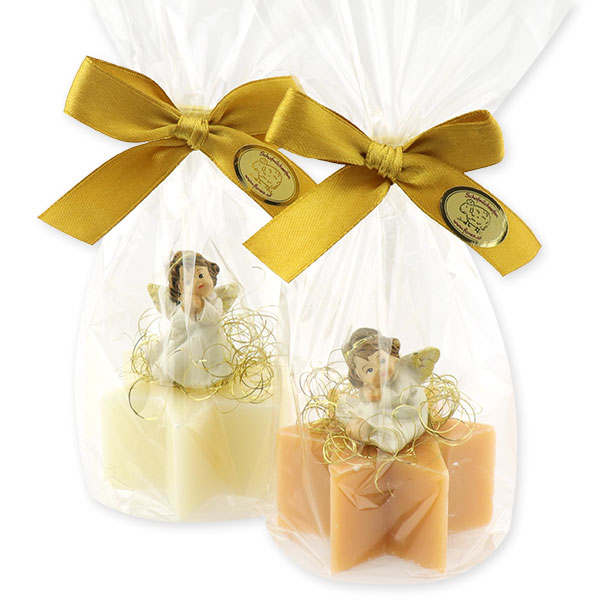 Sheep milk star soap 40g decorated with an angel in a cellophane, Classic/quince 