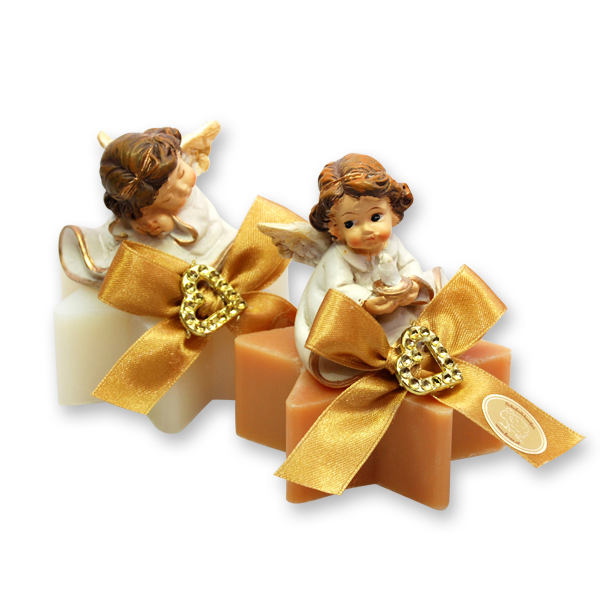 Sheep milk star soap 80g decorated with an angel, Classic/quince 