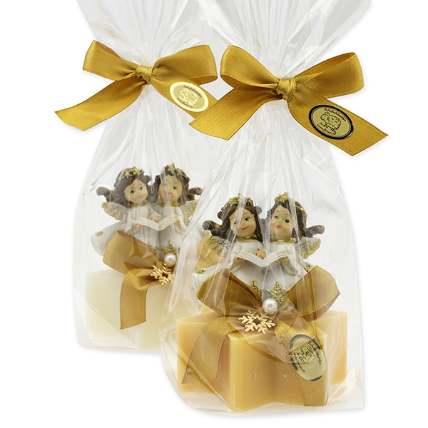 Sheep milk star soap 80g decorated with an angel in a cellophane, Classic/swiss pine 