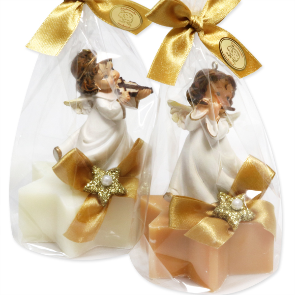 Sheep milk star soap 80g decorated with an angel in a cellophane, Classic/quince 