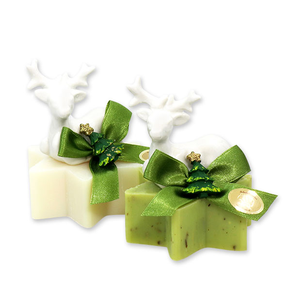 Sheep milk star soap 80g decorated with a deer, Classic/verbena 