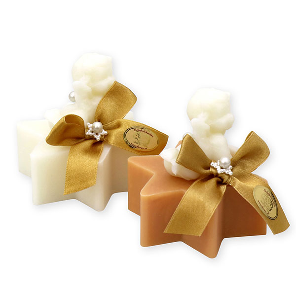 Sheep milk soap star 80g decorated with a soap angel 20g, Classic/quince 