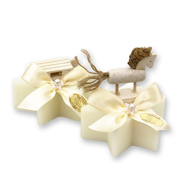 Sheep milk soap star 80g decorated with a horse/a sleigh, Classic 