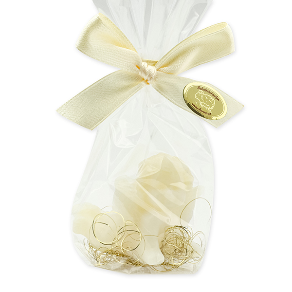 Schafmilchseife Engel liegend 20g, mit Goldhaar in Cello, Classic 