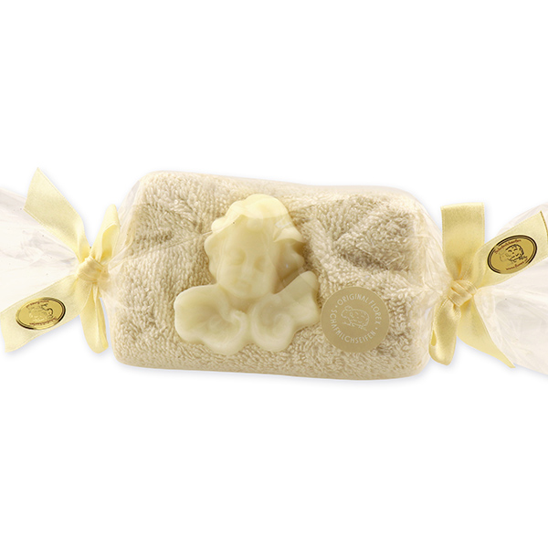 Sheep milk soap angel with wings 30g decorated with a washing cloth a in a cellophane, Classic 