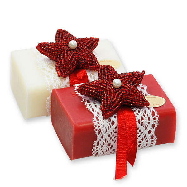 Sheep milk soap 100g, decorated with a star, Classic/pomegranate 