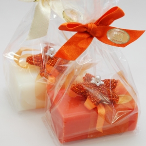 Sheep milk soap 100g decorated with a star in a cellophane, Classic/blood orange 